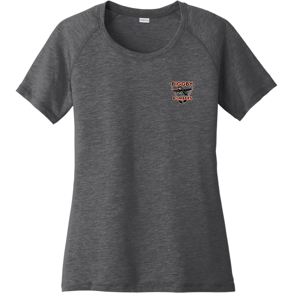 Biggby Bombers Ladies PosiCharge Tri-Blend Wicking Scoop Neck Raglan Tee